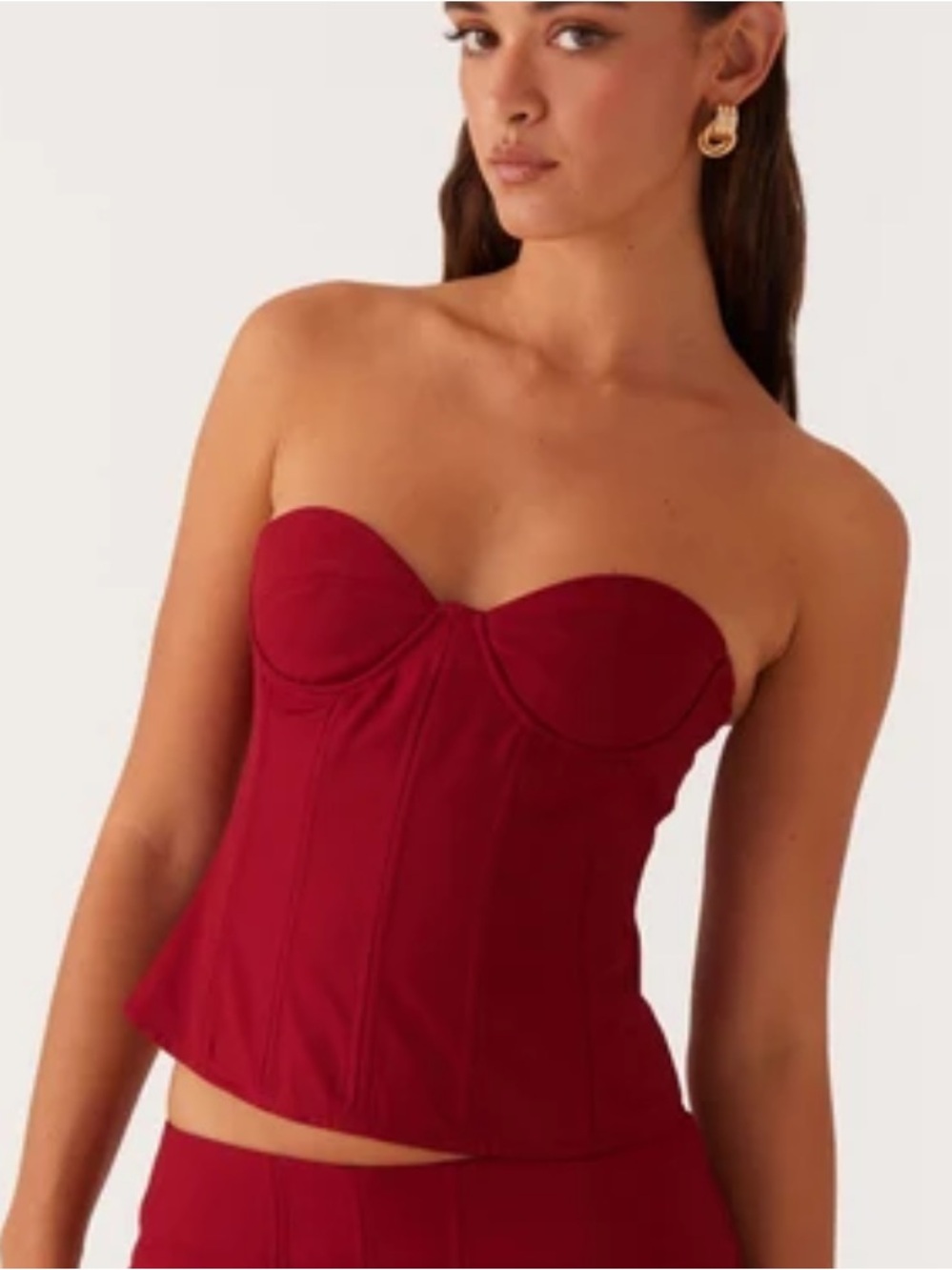 Peppermayo Armelle Corset Strapless Maroon Top Women’s 4